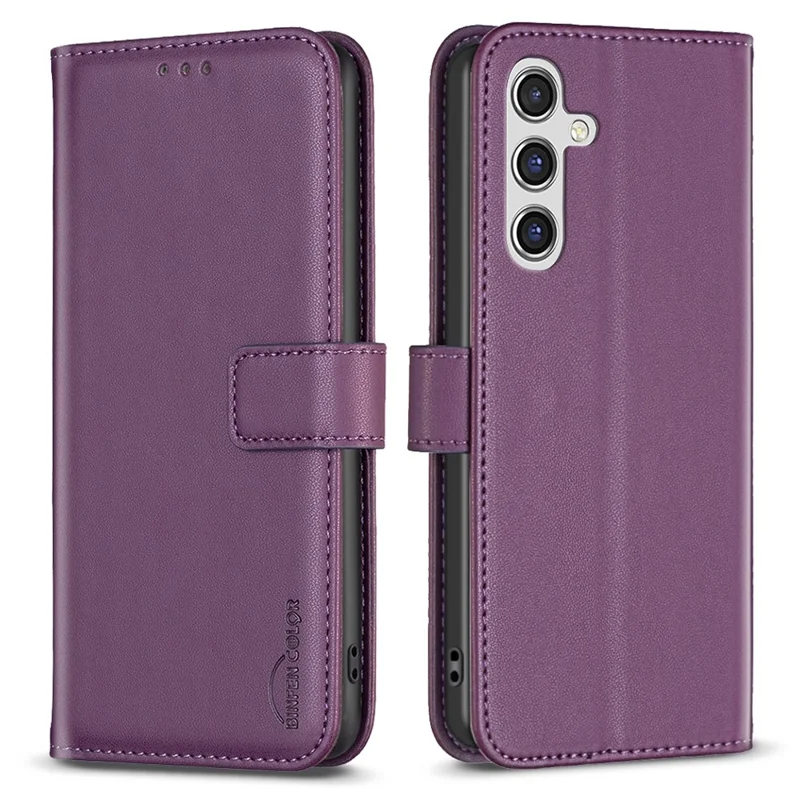 BINFEN COLOR BF17 Für Samsung Galaxy A35 5G-Hülle Brieftasche Ledertelefon-Cover - Dunkles Lila