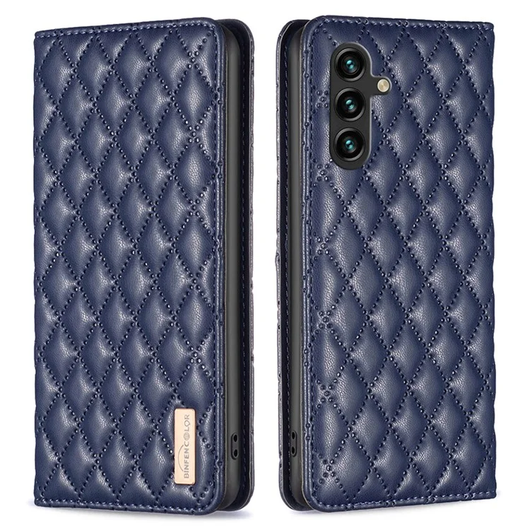BINFEN COLOR BF Style-16 For Samsung Galaxy A35 5G Case Stand Phone Cover with Card Holder - Blue