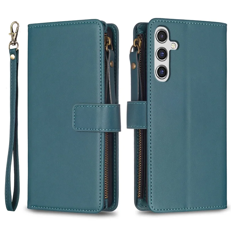 BF Style-19 For Samsung Galaxy A35 5G Case Zipper Pocket Phone Leather Cover - Green