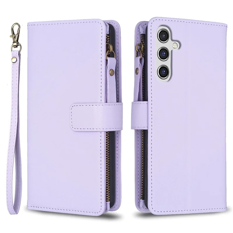 BF Style-19 For Samsung Galaxy A35 5G Case Zipper Pocket Phone Leather Cover - Purple