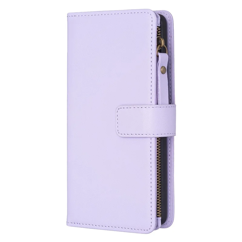 BF Style-19 For Samsung Galaxy A35 5G Case Zipper Pocket Phone Leather Cover - Purple