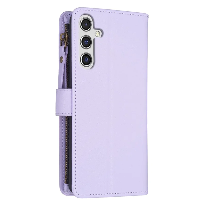 BF Style-19 For Samsung Galaxy A35 5G Case Zipper Pocket Phone Leather Cover - Purple