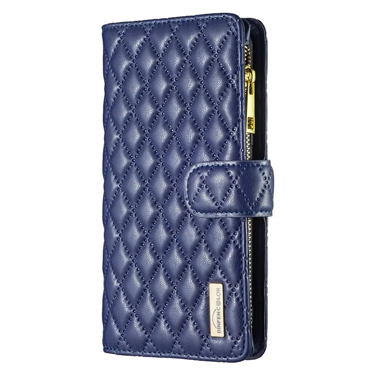 BINFEN COLOR BF Style-15 Pour Samsung Galaxy A35 5G Étui Poche Fermeture Éclair Support Téléphone - Bleu