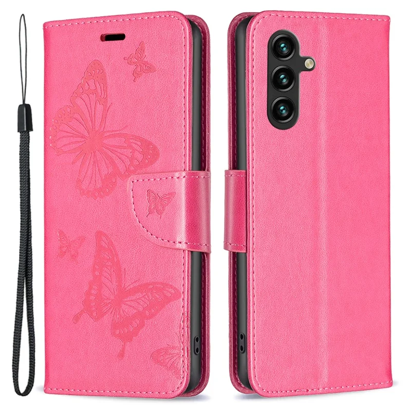 For Samsung Galaxy A35 5G Case Butterfly Imprinted Leather Cover with Stand Wallet - Rose