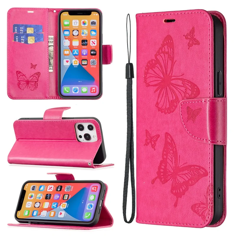 For Samsung Galaxy A35 5G Case Butterfly Imprinted Leather Cover with Stand Wallet - Rose