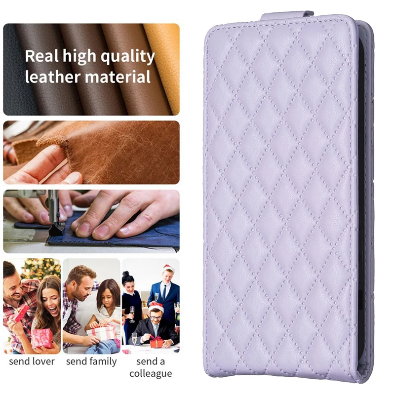 BF30 For Samsung Galaxy A35 5G Case Card Holder Vertical Flip Leather Cover - Purple