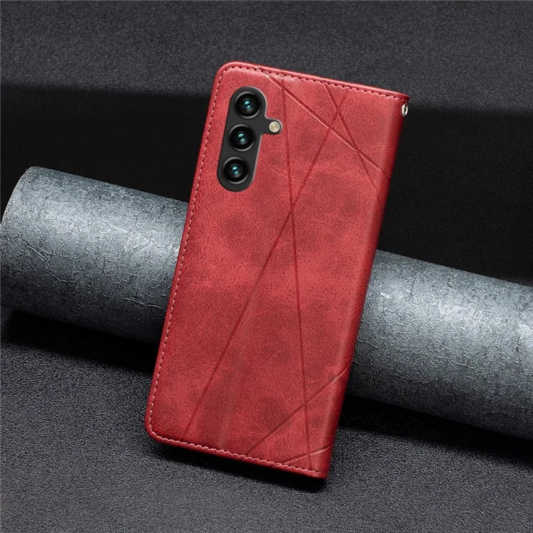Para Samsung Galaxy A35 5G Funda con Soporte para Tarjetas Cierre Magnético Cubierta de Cuero - Rojo