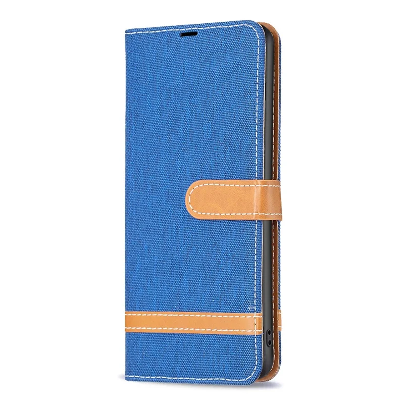 For Samsung Galaxy A35 5G Case Jeans Cloth Splicing PU Leather Wallet Cover - Sapphire