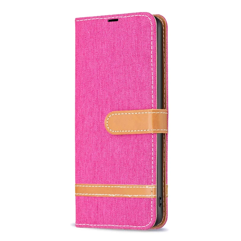 For Samsung Galaxy A35 5G Case Jeans Cloth Splicing PU Leather Wallet Cover - Rose