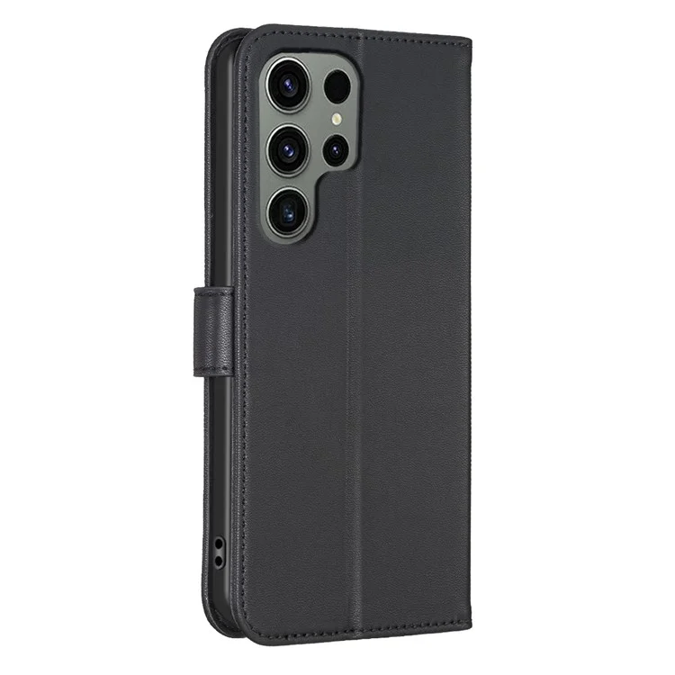 For Samsung Galaxy S23 Ultra Wallet Case Clover Pattern Flip PU Leather Phone Cover - Black