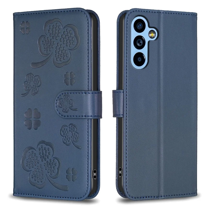 For Samsung Galaxy A54 5G PU Leather Case Clover Imprinted Stand Shockproof Phone Cover - Blue