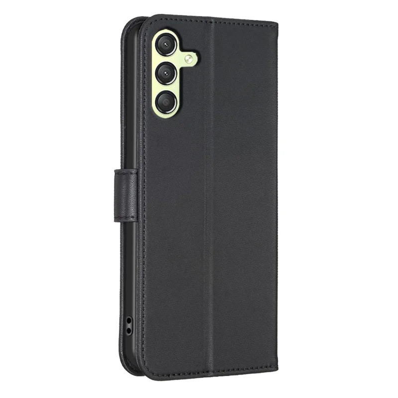 For Samsung Galaxy A25 5G (Global) (161.0 x 76.5 x 8.3mm) PU Leather Wallet Case Clover Imprinted Magnetic Clasp Phone Cover - Black