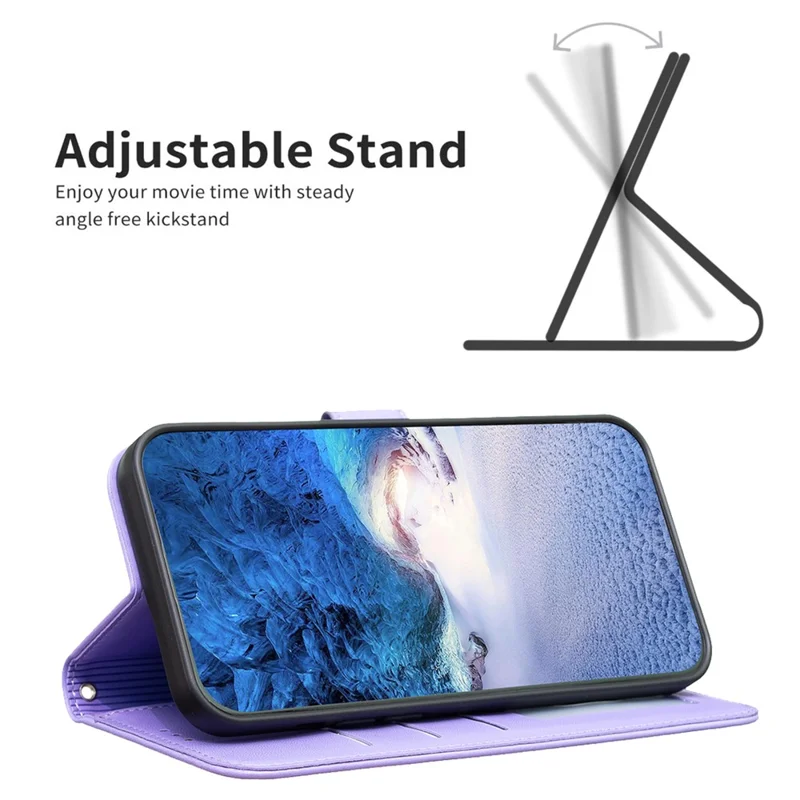 For Samsung Galaxy A25 5G (Global) (161.0 x 76.5 x 8.3mm) PU Leather Wallet Case Clover Imprinted Magnetic Clasp Phone Cover - Purple