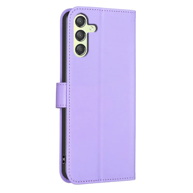 For Samsung Galaxy A25 5G (Global) (161.0 x 76.5 x 8.3mm) PU Leather Wallet Case Clover Imprinted Magnetic Clasp Phone Cover - Purple
