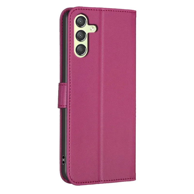 For Samsung Galaxy A25 5G (Global) (161.0 x 76.5 x 8.3mm) PU Leather Wallet Case Clover Imprinted Magnetic Clasp Phone Cover - Rose