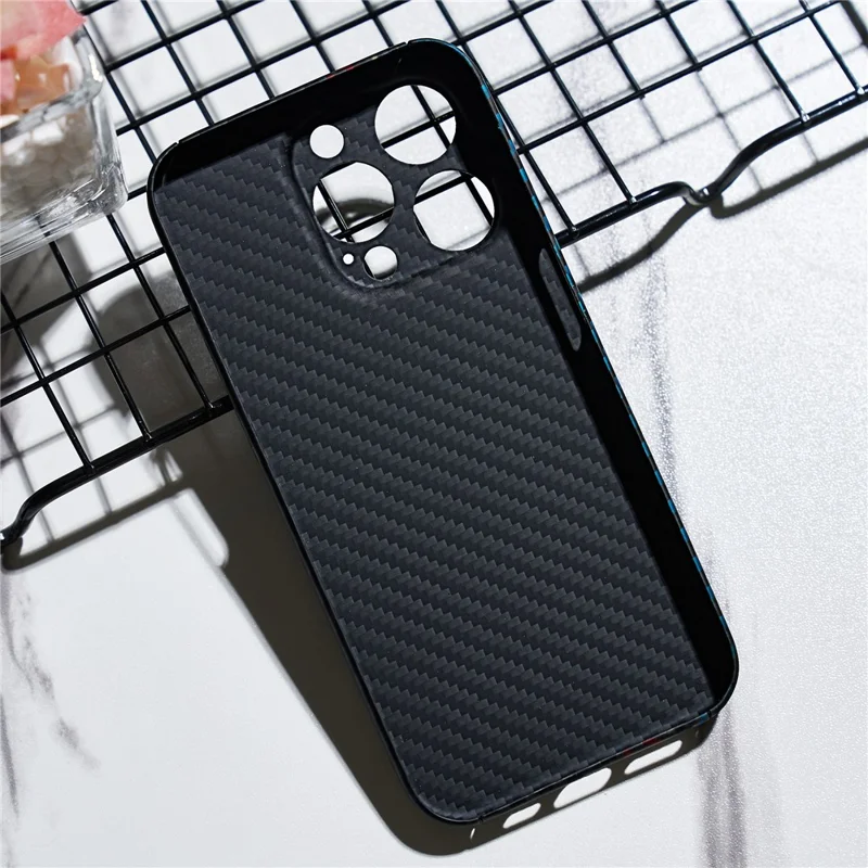For iPhone 15 Pro Cell Phone Case Color Stripe Aramid Fiber Anti-scratch Back Cover (Precise Lens Cutout)