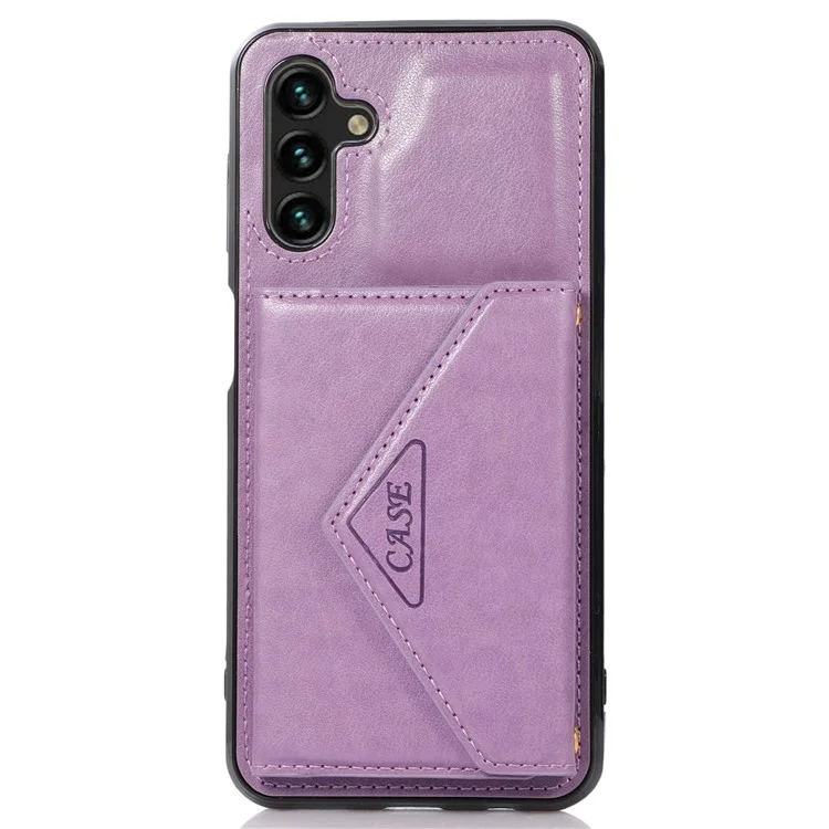 For Samsung Galaxy S24+ Case PU Leather Coated TPU Kickstand Phone Cover with Shoulder Strap - Purple