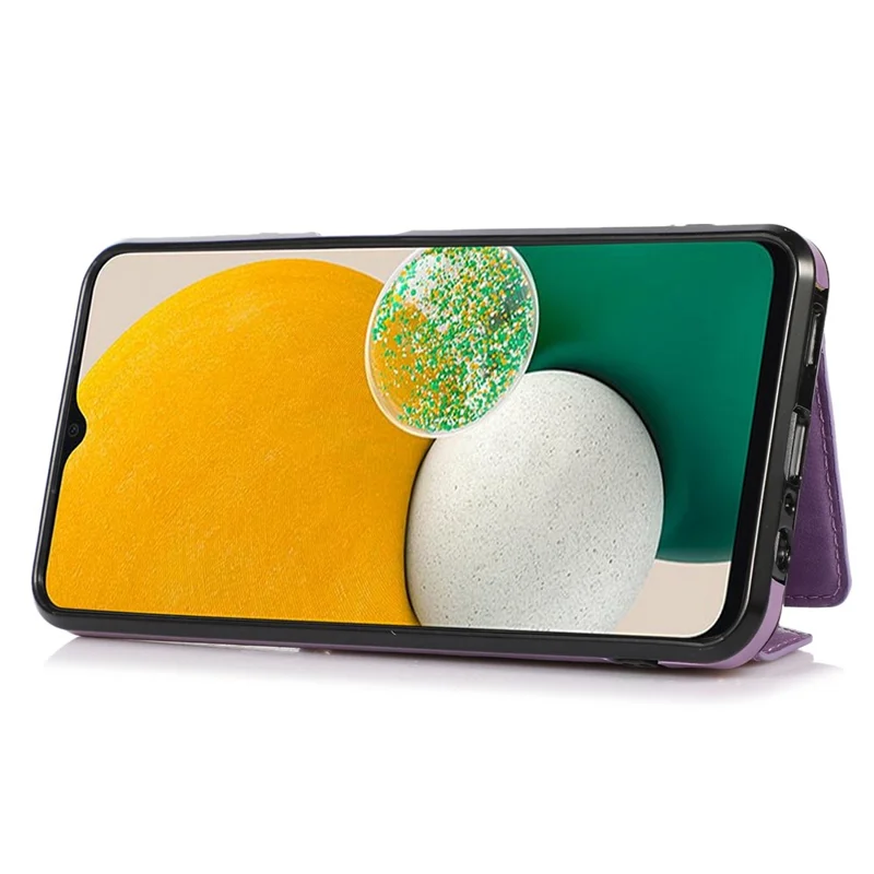 For Samsung Galaxy S24 Case PU Leather Coated TPU Phone Guard Cover with Card Slot - Purple