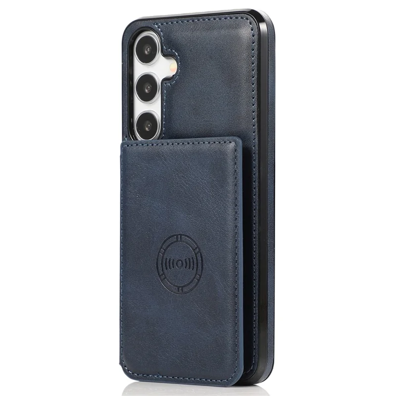 For Samsung Galaxy S25+ / S24+ Cell Phone Case with Card Holder Kickstand PU Leather+TPU Cover - Blue