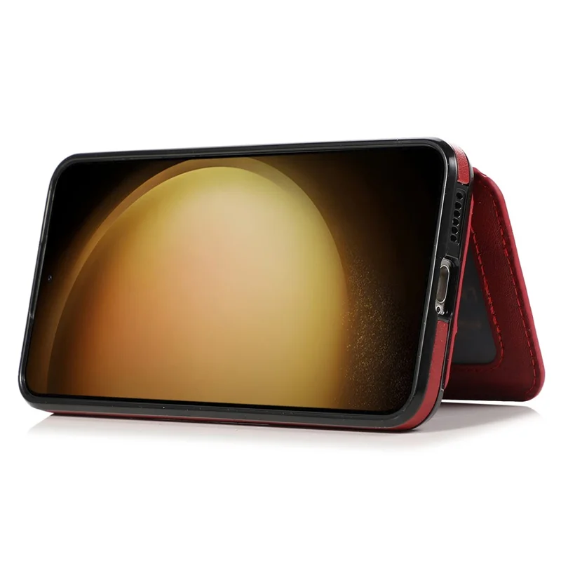 For Samsung Galaxy S25+ / S24+ Cell Phone Case with Card Holder Kickstand PU Leather+TPU Cover - Red