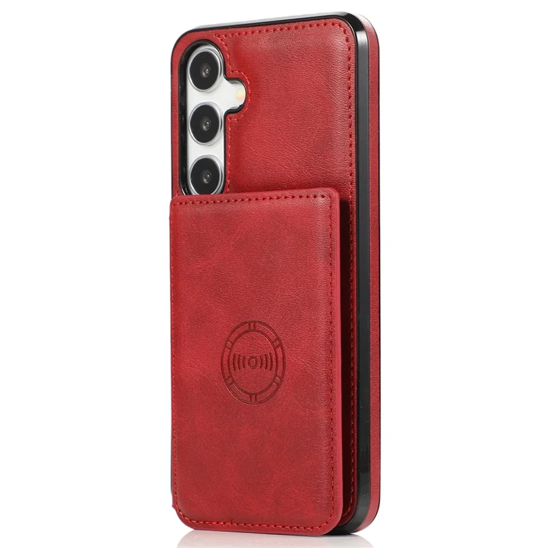 For Samsung Galaxy S25+ / S24+ Cell Phone Case with Card Holder Kickstand PU Leather+TPU Cover - Red