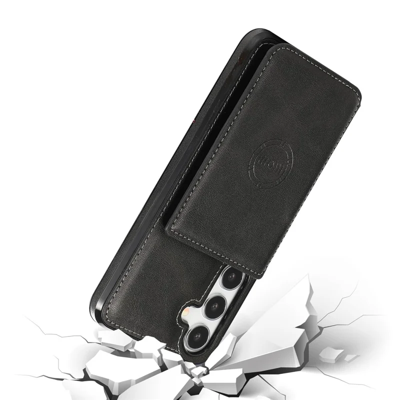 Für Samsung Galaxy S24 Handyhülle mit Kartenfach PU-Leder + TPU Ständer-Hülle - Schwarz