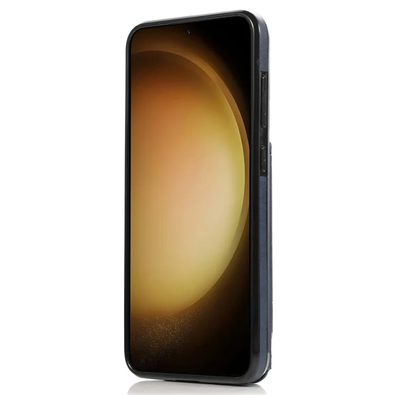 For Samsung Galaxy S25 / S24 Cell Phone Case with Card Holder PU Leather+TPU Kickstand Cover - Blue