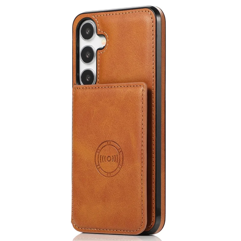 For Samsung Galaxy S25 / S24 Cell Phone Case with Card Holder PU Leather+TPU Kickstand Cover - Brown