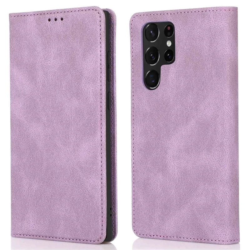 Para Samsung Galaxy S24 Ultra TPU+PU Leather Phone Case Magnetic Stand Wallet Cover - Roxo