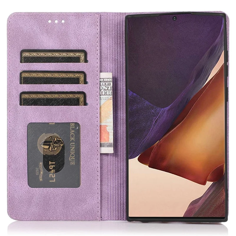 Para Samsung Galaxy S24 Ultra TPU+PU Leather Phone Case Magnetic Stand Wallet Cover - Roxo