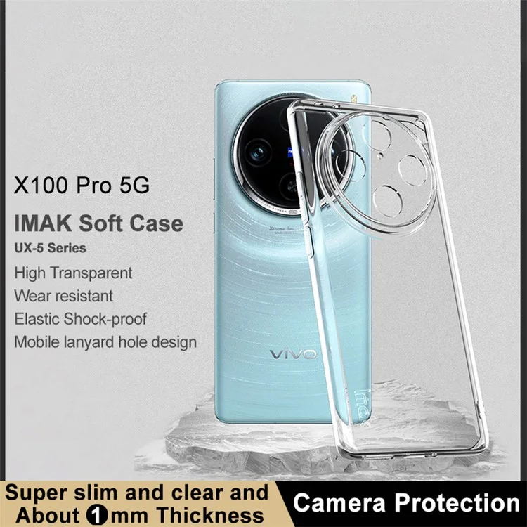 IMAK UX-5 Série pour vivo X100 Pro 5G Coque téléphone anti-poussière Clear Phone TPU Cover (Style Slim)