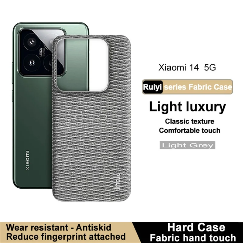 IMAK Ruiyi Series for Xiaomi 14 Case Cloth Texture Anti-scratch Phone Back Cover - Light Grey