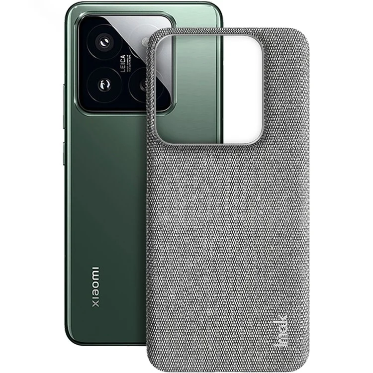 IMAK Серия Ruiyi для Xiaomi 14 Pro Чехол PU Leather Coated PC Cloth Texture Phone Cover - Light Grey