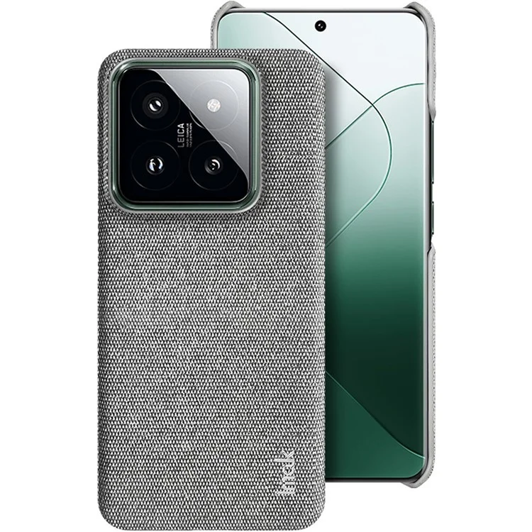 IMAK Серия Ruiyi для Xiaomi 14 Pro Чехол PU Leather Coated PC Cloth Texture Phone Cover - Light Grey