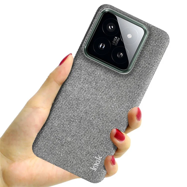 IMAK Серия Ruiyi для Xiaomi 14 Pro Чехол PU Leather Coated PC Cloth Texture Phone Cover - Light Grey