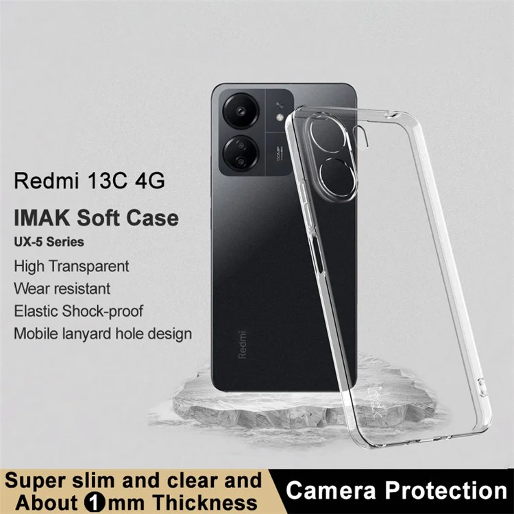 IMAK UX-5 Series para Xiaomi Redmi 13C / Poco C65 4G Funda de TPU Transparente Cubierta de Teléfono (Estilo Delgado)
