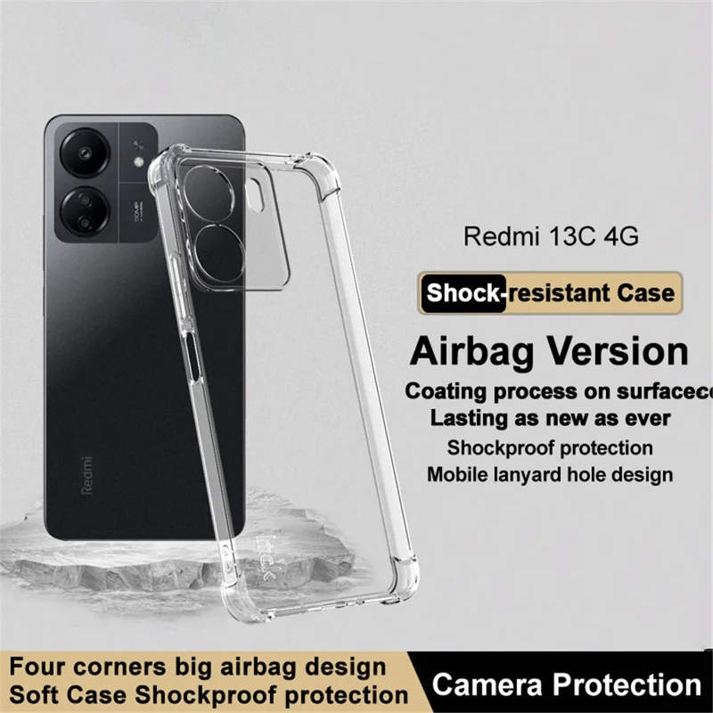 Imak Para Xiaomi Redmi 13C / Poco C65 4G Case Airbag Protection Teléfono TPU TPU - Transparente