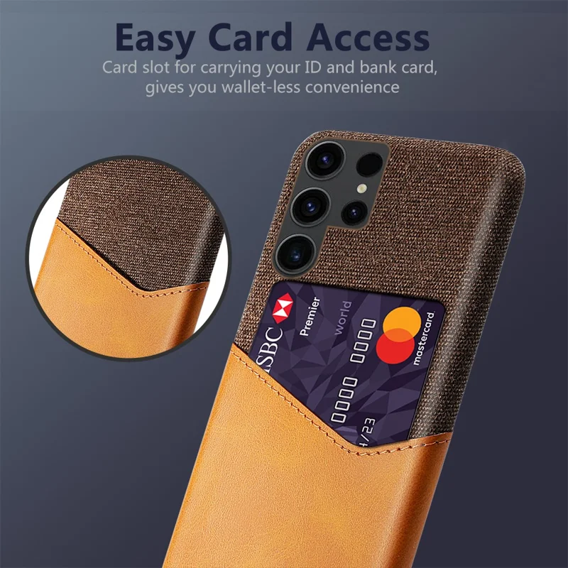 For Samsung Galaxy S24 Ultra Cloth Texture Phone Case Shockproof PU+PC Phone Cover - Orange