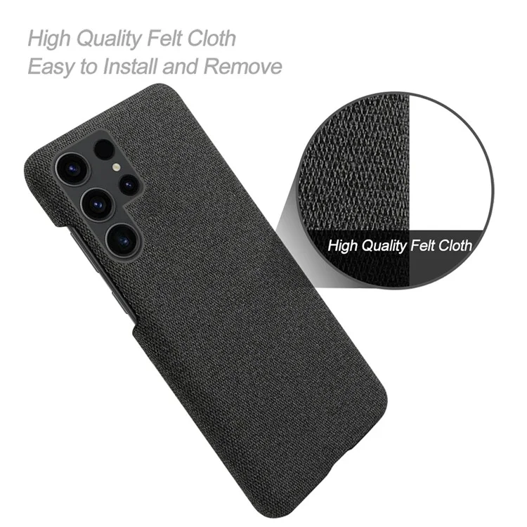 Чехол для телефона для Samsung Galaxy S24 Ultra Case Защита от пыли Ткань + PC Корпус телефона - Черный