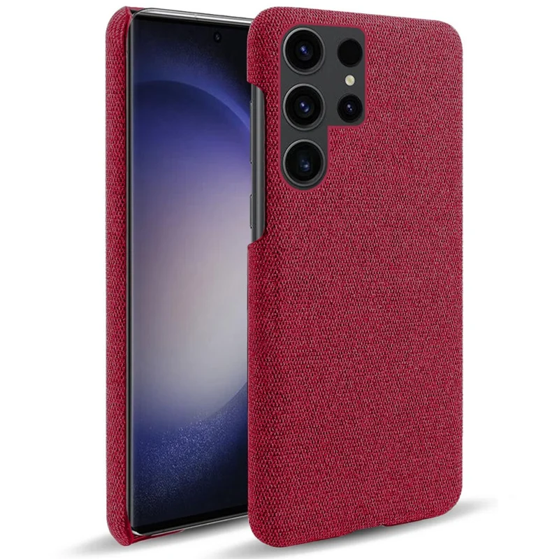 Phone Cover for Samsung Galaxy S24 Ultra Case Dustproof Cloth+PC Phone Shell - Red