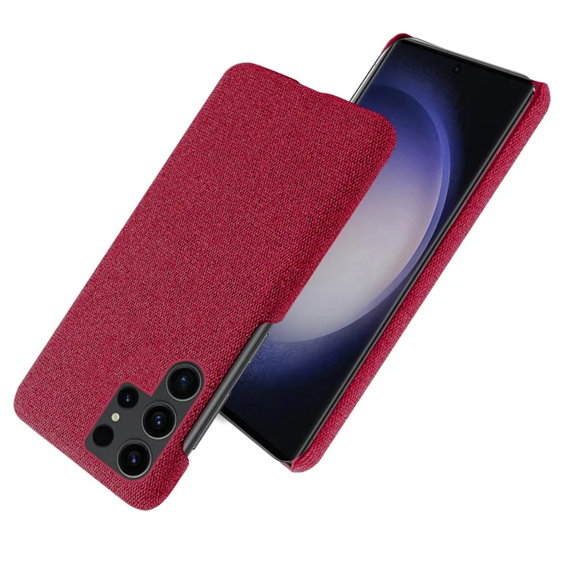Phone Cover for Samsung Galaxy S24 Ultra Case Dustproof Cloth+PC Phone Shell - Red