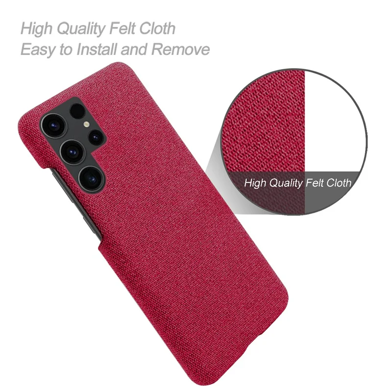 Phone Cover for Samsung Galaxy S24 Ultra Case Dustproof Cloth+PC Phone Shell - Red