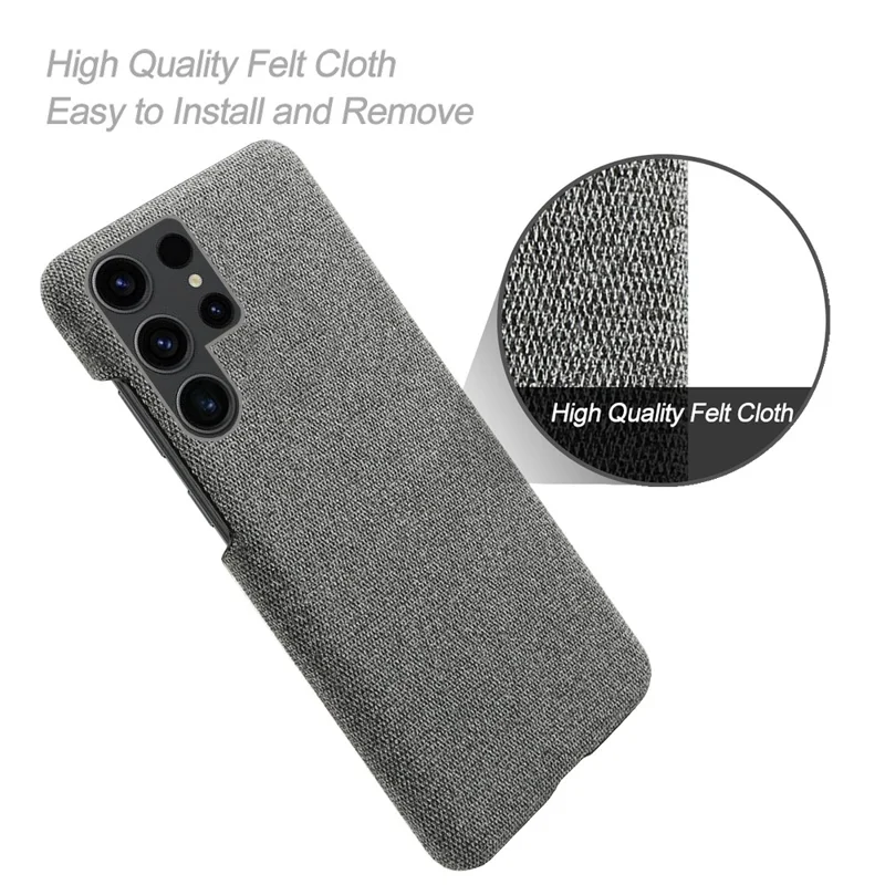 Phone Cover for Samsung Galaxy S24 Ultra Case Dustproof Cloth+PC Phone Shell - Grey