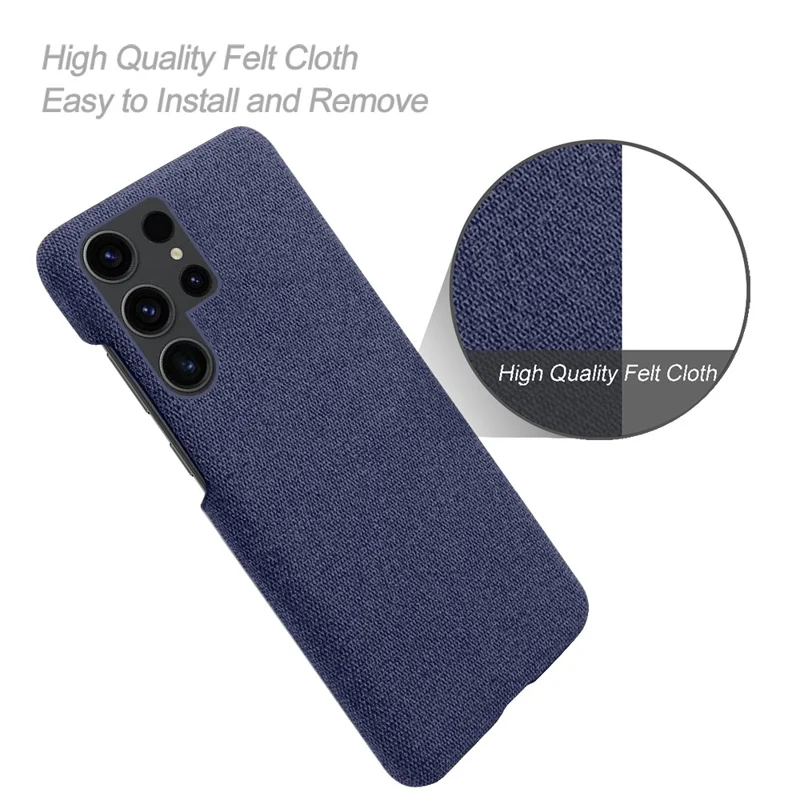 Phone Cover for Samsung Galaxy S24 Ultra Case Dustproof Cloth+PC Phone Shell - Blue