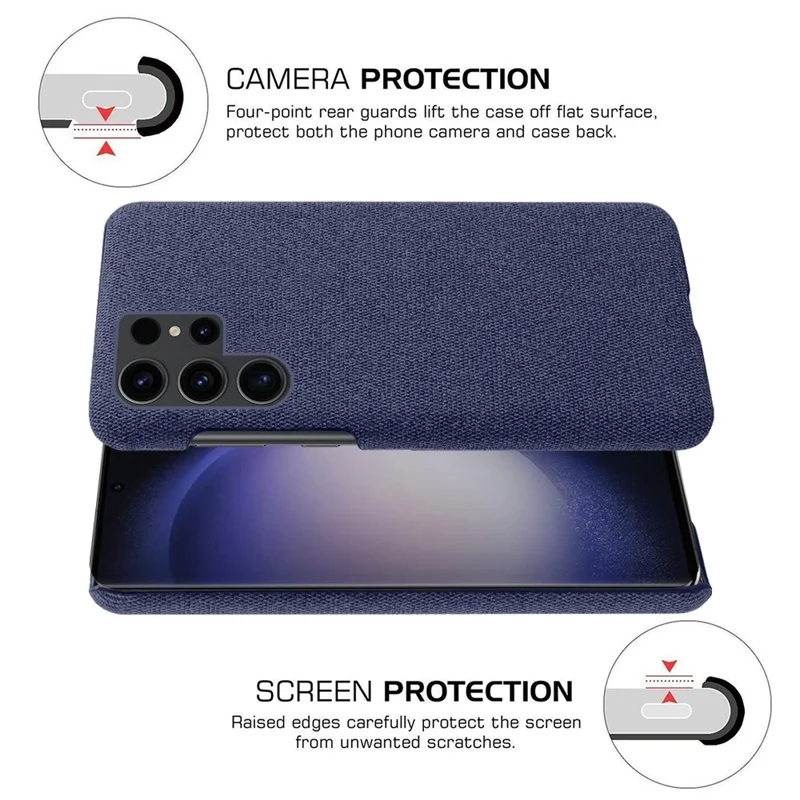 Phone Cover for Samsung Galaxy S24 Ultra Case Dustproof Cloth+PC Phone Shell - Blue