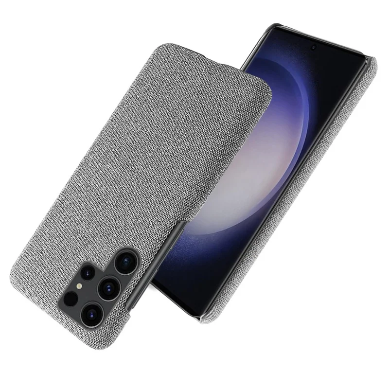 Phone Cover for Samsung Galaxy S24 Ultra Case Dustproof Cloth+PC Phone Shell - Light Grey