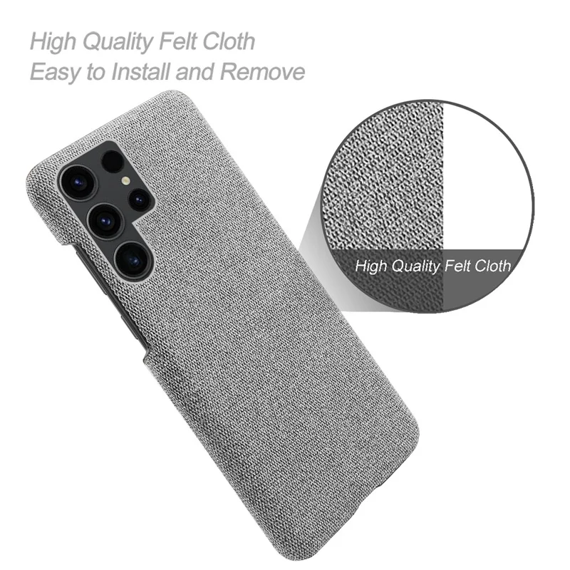 Phone Cover for Samsung Galaxy S24 Ultra Case Dustproof Cloth+PC Phone Shell - Light Grey