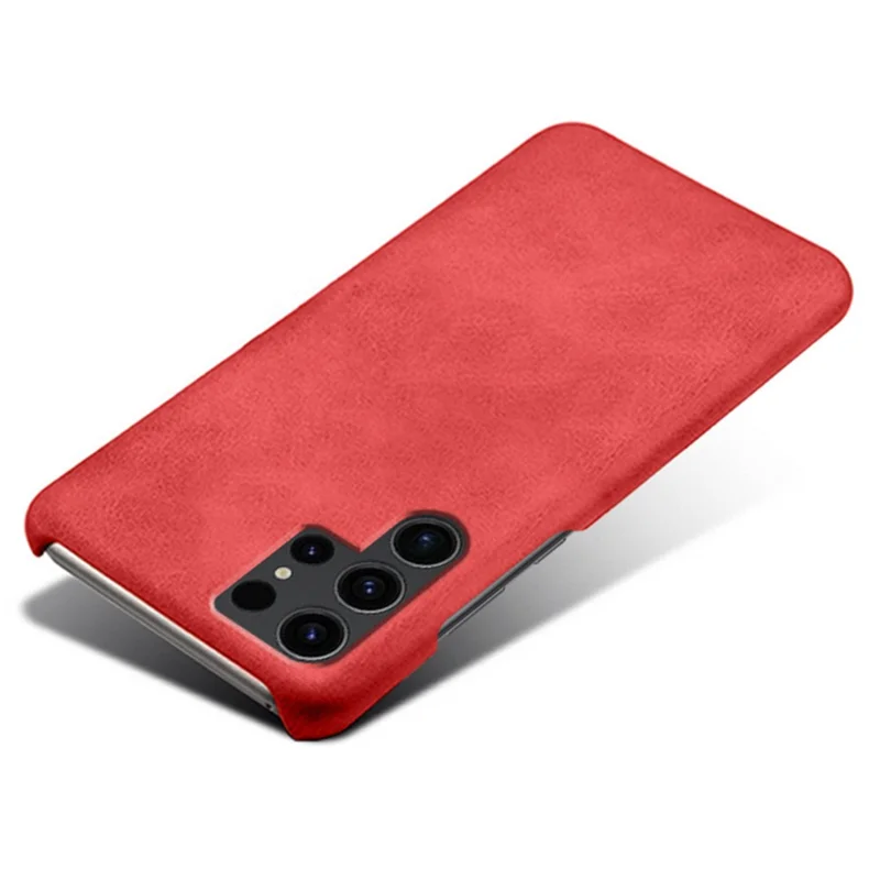 For Samsung Galaxy S24 Ultra Phone Case PU Leather + PC Cover Calf Texture Phone Shell - Red