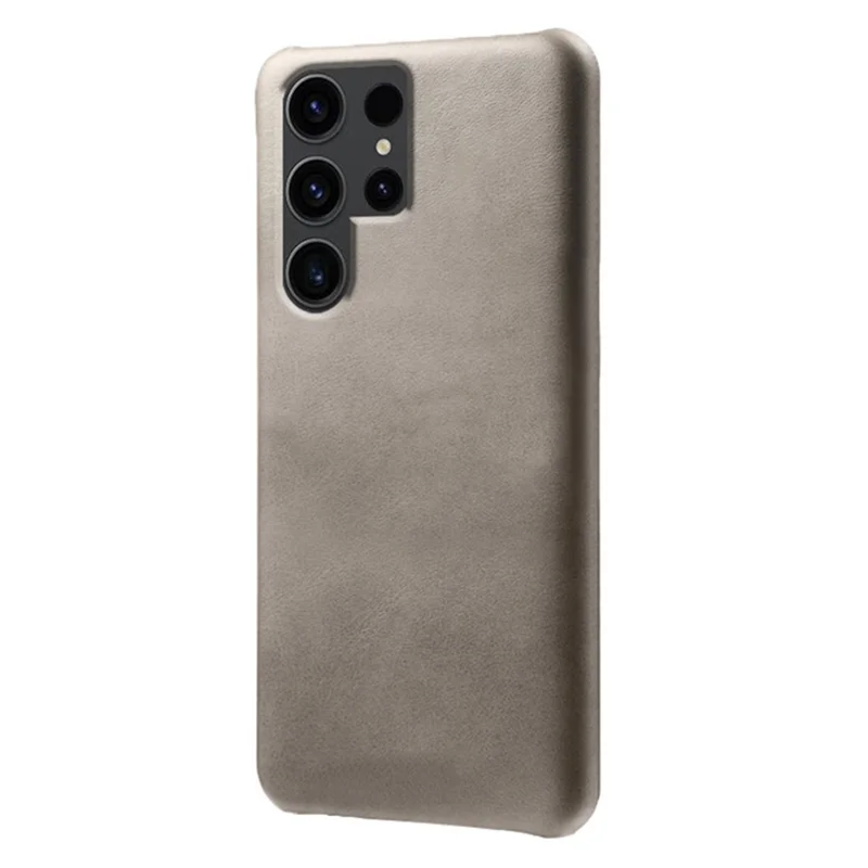 For Samsung Galaxy S24 Ultra Phone Case PU Leather + PC Cover Calf Texture Phone Shell - Grey
