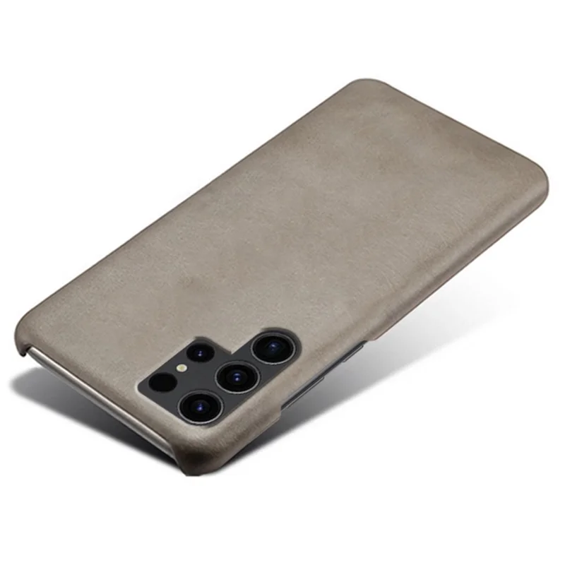 For Samsung Galaxy S24 Ultra Phone Case PU Leather + PC Cover Calf Texture Phone Shell - Grey